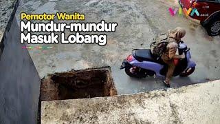 DETIK-DETIK Pengendara Motor Terperosok Dalam Lubang