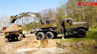 EOV-4421 Excavator Loading 6X6 dump truck KrAZ-255