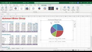 Pie chart from 2 different columns non adjacent