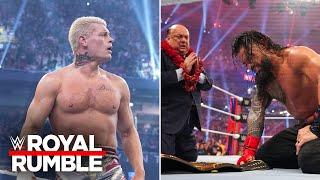 Cody Rhodes stares down Roman Reigns Royal Rumble 2024 highlights