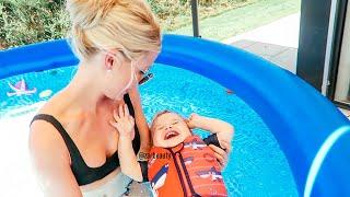 Teaching my 1 Year Old to Swim & He Giggled the Whole Time