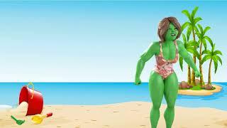 Toon Shehulk Muscle Growth Transformation Beach