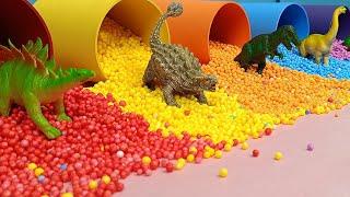 Colorful Eggs Become Big Dinos  FUN ADVENTURE with Ankylosaurus T-Rex Stegosaurus & More