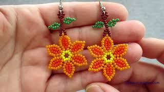 ÇİÇEKLİ ŞIK VE KOLAY BONCUK KÜPE YAPIMI  CHIC AND EASY FLORAL BEAD EARRINGS MAKING