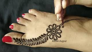 Most beautiful feet mehndi design for beginners  Easy leg mehndi design  Simple heena design 