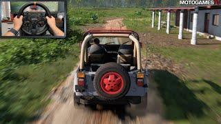 Forza Horizon 5 - 1992 Jeep Wrangler Sahara Jurassic Park  Moza DD R9 Gameplay