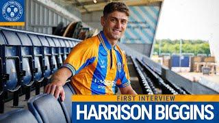 FIRST INTERVIEW  Harrison Biggins signs a two-year contract with Shrewsbury Town