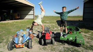 Playing with Tractors and Kids Tank on the farm compilation  Tractors for kids