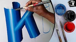 Sign Painting Pipe Design 3D Letter Writing in English Font Style - key of arts