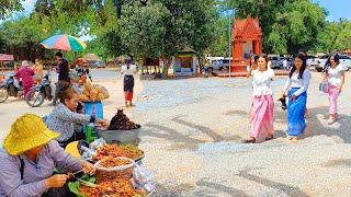 Best Street Food Tour in Cambodia Province Countryside Market & Resort Pchum Ben Day 2024