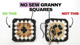 No Sew Granny Square  Multicolour Granny Squares WITHOUT all the ends