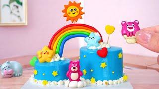 DOUBLE RAINBOW CAKE   Amazing Miniature Rainbow Buttercream Cake Decorating  Mini Cakes Baking