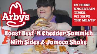 Arbys Double Roast Beef N Cheddar Sammich With Sides & A Jamocha Shake Mukbang