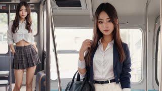 AI Art Korean schoolgirls on their bus to school  AI Lookbook