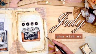 July 2024 Bullet Journal Setup • PLAN WITH ME  Vintage Camera Monthly BuJo Theme