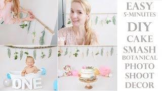 DIY easy & simple 5-minutes Floral Botanical Cake Smash Photoshoot decor