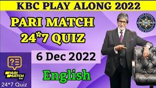 6 December 2022Kbc Pari Match Quiz Answerskbc 24*7 Quiz Todays Daily Offline Quiz Answers English