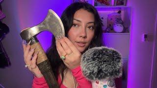 ASMR with an axe Energy rain with NO plucking lots of tapping and scratching  Bellas custom vid