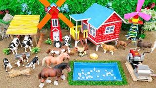 DIY how to make miniature Farm Diorama - Build a pool shower of Cows - Cattle Farm - Farm House