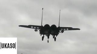 F-15E Heritage Eagle and 492nd FS Eagle landing after show at Duxford Air Festival 2019