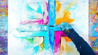 ABSTRACT ART PAINTING Demo With Acrylic Paint and Palette Knife  Bruma