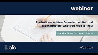 “The National Adviser Exam demystified and deconstructed  What you need to know.”