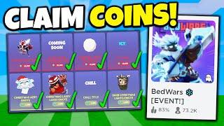 How to CLAIM COINS FAST  Roblox Bedwars Christmas Update