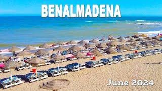 Benalmadena Beach Promenade Walk Malaga Costa del Sol Spain June 2024 4K