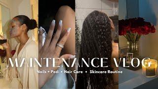 Self Care + Maintenance Vlog  NAILS CURLY HAIR ROUTINE SKINCARE ALL FAVORITES