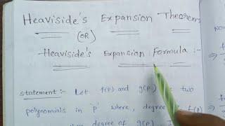 Heavisides Expansion Theorem statement and proof 