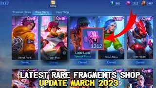 LATEST RARE FRAGMENTS SHOP UPDATE MARCH 2023  MLBB NEW SKINS