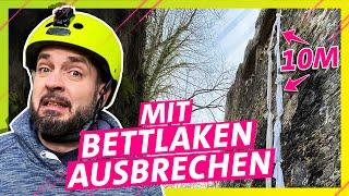 Filmreifer Gefängnisausbruch 10 Meter mit Bettlaken abseilen