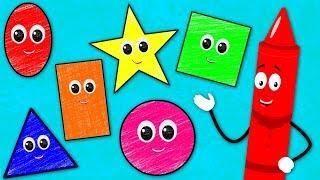 The Shapes Song  Learn Shapes  Crayons Nursery Rhymes Songs For Kids  Baby Songs