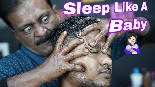 Cure Insomnia And Sleep Like A Baby  Big Eye Barber Doing Head & Neck Massage ASMR  Lots Of Crack