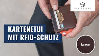 VON HEESEN - Kartenetui mit Cryptalloy RFID-Schutz und 9 Kartenfächern braun