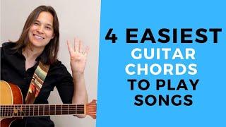 4 EASIEST Absolute Beginner Guitar Chords To Play REAL Songs