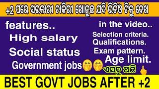 Govt Jobs after 12th ll Best Government jobs after +2 artsscience commerce ll +2 ପରେ ସରକାରୀ ଚାକିରୀ