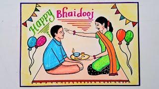 Bhaidooj Drawing Easy StepsHappy Bahidooj Poster Drawing Step by StepHappy Bhaidooj Picture draw