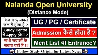 Nalanda Open University Online Admission Process in UG PG & Others  NOU Patna Admission Eligibility