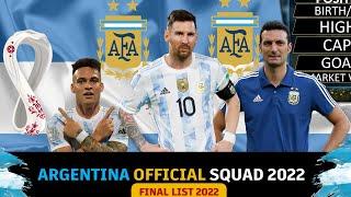 ARGENTINA OFFICIAL 2022 SQUAD  Full players profile ARGENTINA confirm squad for world cup 2022