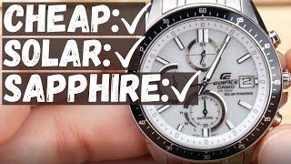 Casio Edifice EFSS510D-7AV Quick Look  I  Affordable Solar Chronograph with Sapphire Crystal