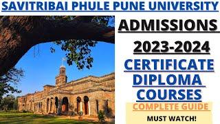 PUNE UNIVERSITY ADMISSIONS - 2023  CERTIFICATE & DIPLOMA COURSES #sppu #admissions2023 #education