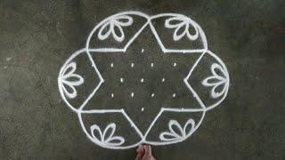 Flower dots rangoli designs for daily 9×5 dots kolam rangoli designs  latest muggulu designs 2023