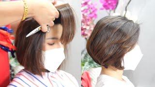 Beautiful bob haircut for thin hair and setting hair