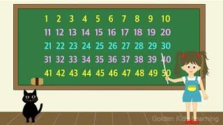 Count Numbers from 1 through 50 in English  Count 1 - 50 Video  Golden Kids Learning
