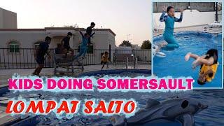Lompat Salto  Kids doing somersault  Water splash fight