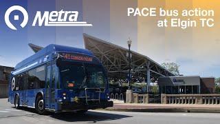 Pace Buses at Elgin TC + Metra MD-W Trains - May 2023