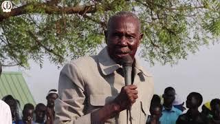 Former Bishop of Dicoese of Bor Nathaniel Garang Anyieth speaking at Anyidi Diocese