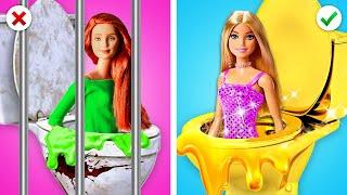 Oh No My Barbie is in JAIL *Rich VS Poor Gadgets for Doll Makeover in Jail*