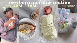 AN ENTIRE *REALISTIC* MORNING WITH A NEWBORN 3 WEEKS OLD  Newborn Morning Routine 2023